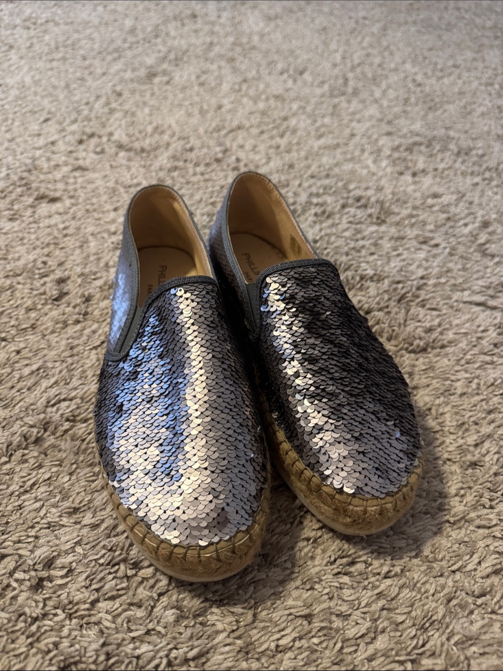 Phillip Hardy Paris Sequin Slip-On Espadrilles in Silver